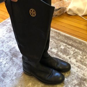 Tory Burch black leather riding boot